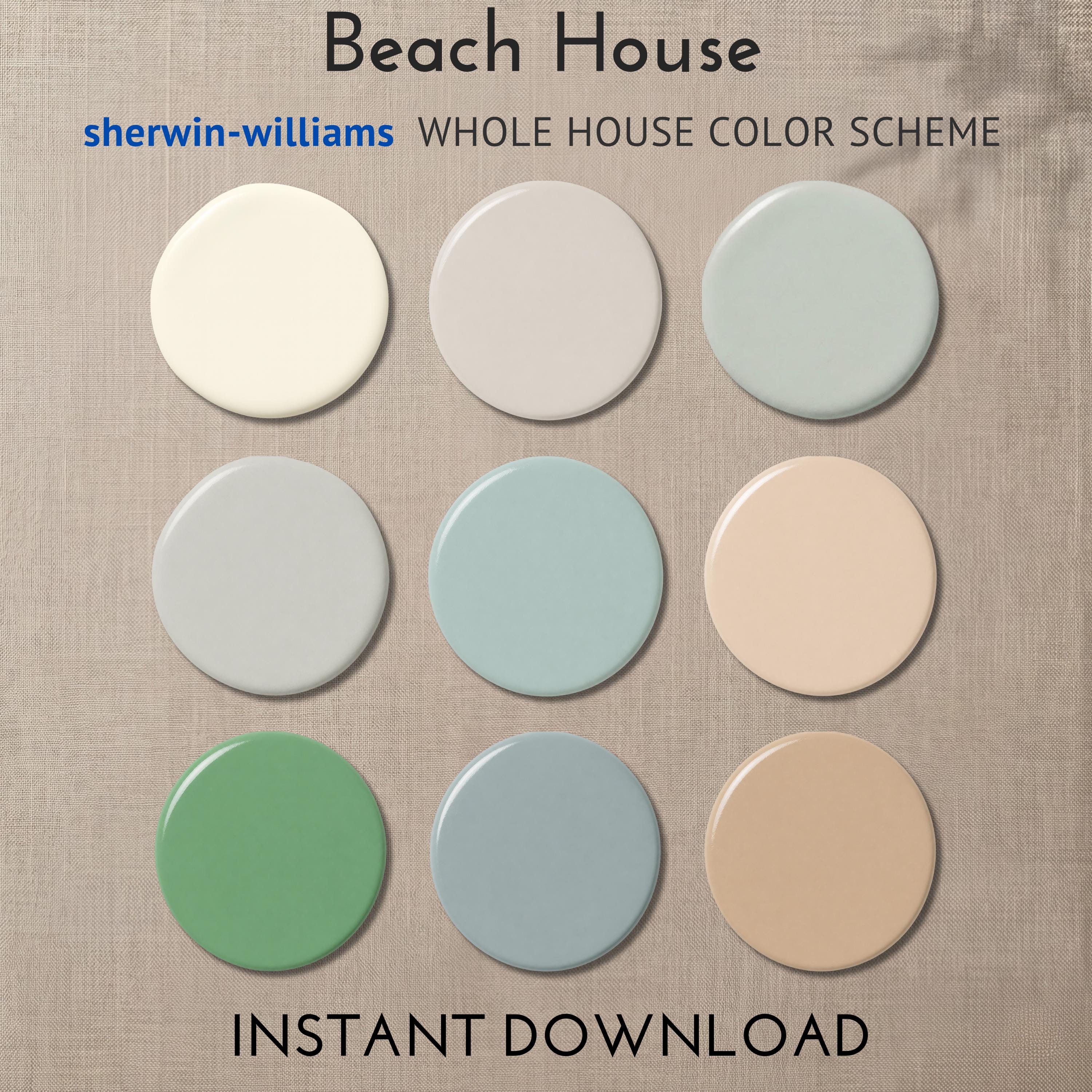 Sherwin Williams Color Palette Beach House | Whole House Paint Colors ...