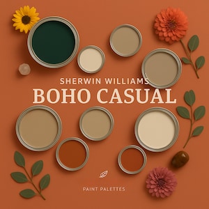 Sherwin Williams Boho Casual Paint Palette – Rookwood Dark Green, and Neutrals