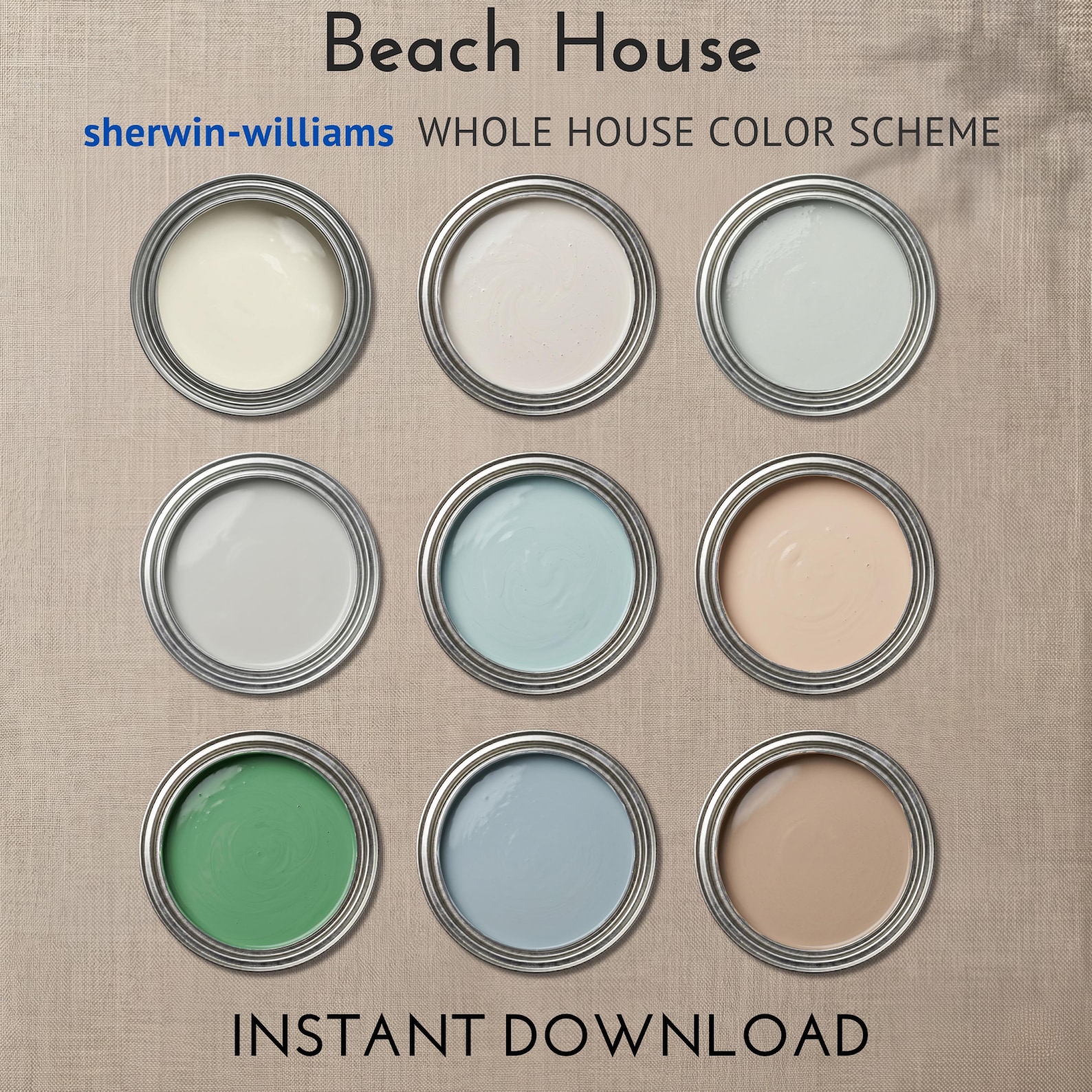 Sherwin Williams Color Palette Beach House | Whole House Paint Colors ...