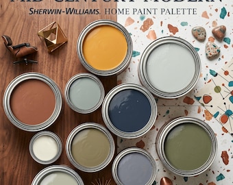 Sherwin Williams Color Palette Mid-Century Modern | Whole House Paint Colors | Cottagecore Retro Scheme | Digital Download