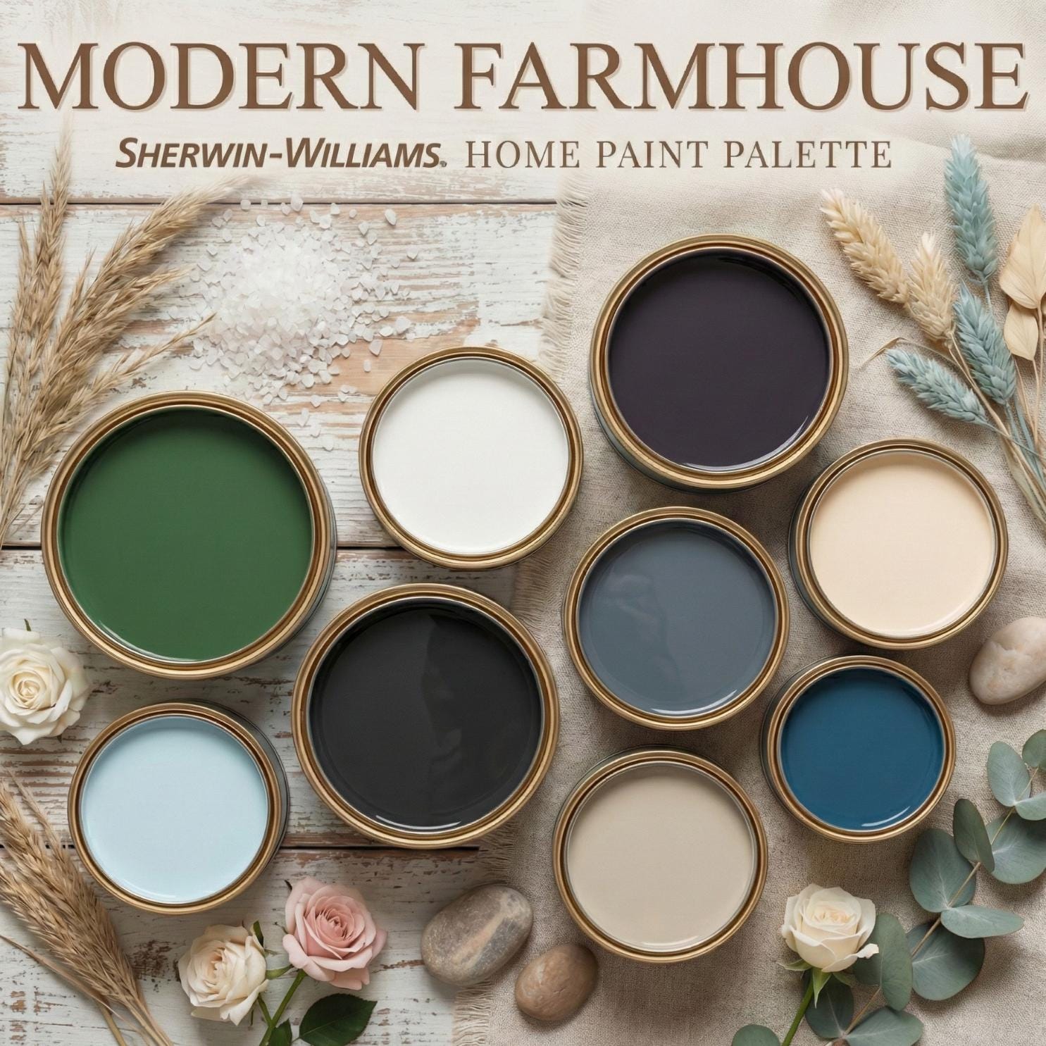 Modern Farmhouse Sherwin Williams Whole House Color Palette (digital ...