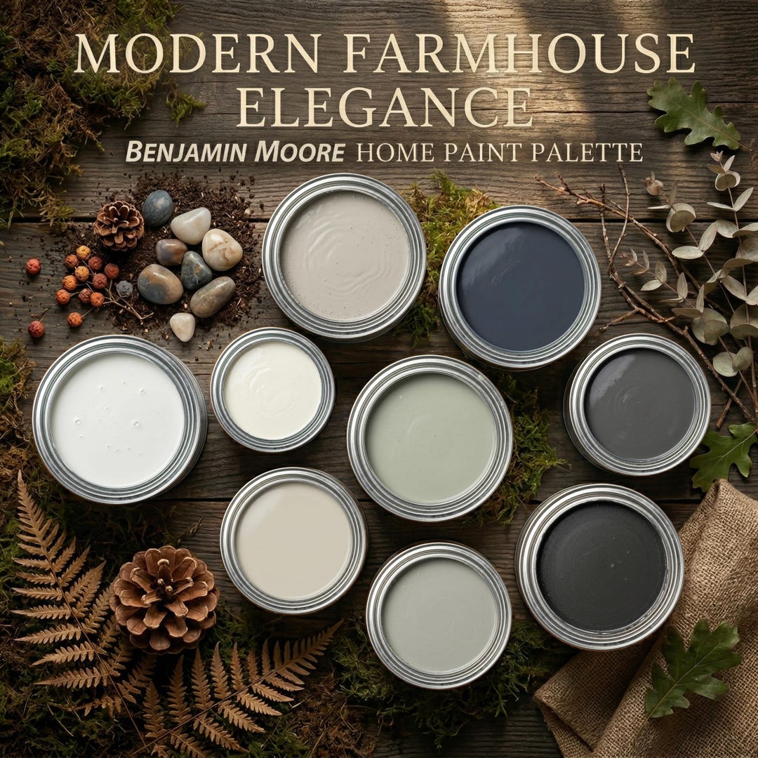 Modern Farmhouse Elegance Paint Color Palette | Benjamin Moore Whole ...
