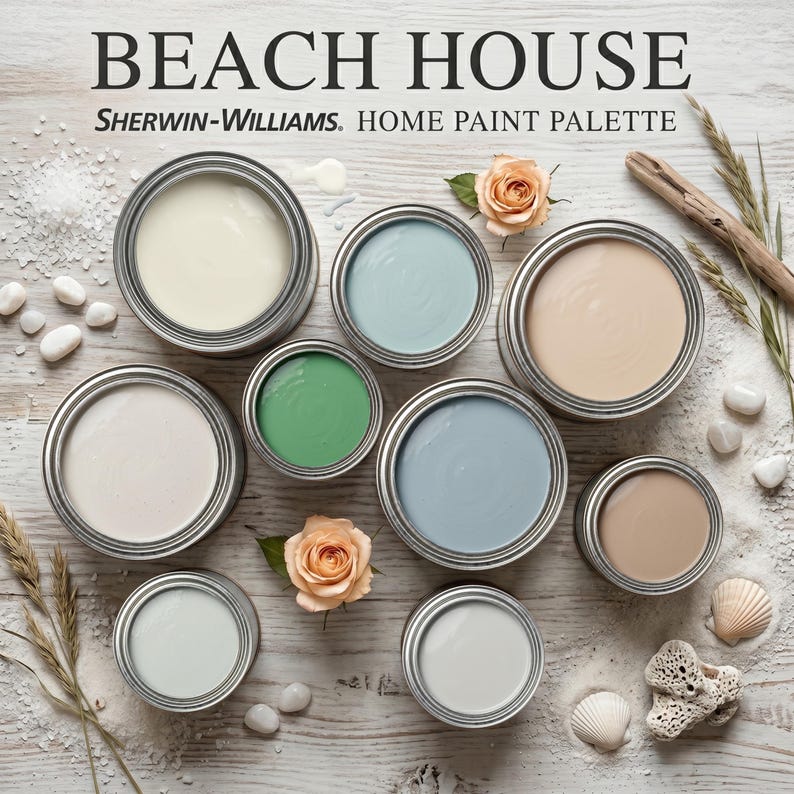 Sherwin Williams Color Palette Beach House | Whole House Paint Colors ...