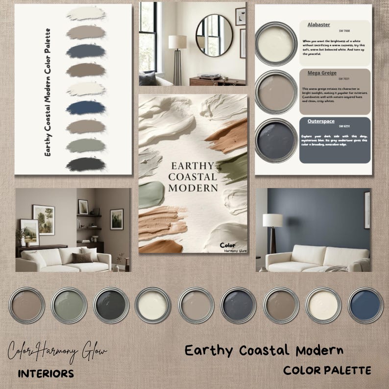 Sherwin Williams Color Palette Earthy Coastal Modern | Whole House ...
