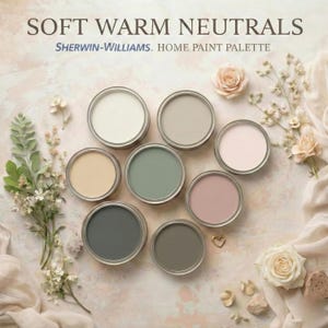 Soft Warm Neutrals | Sherwin Williams Whole House Color Palette | Digital PDF