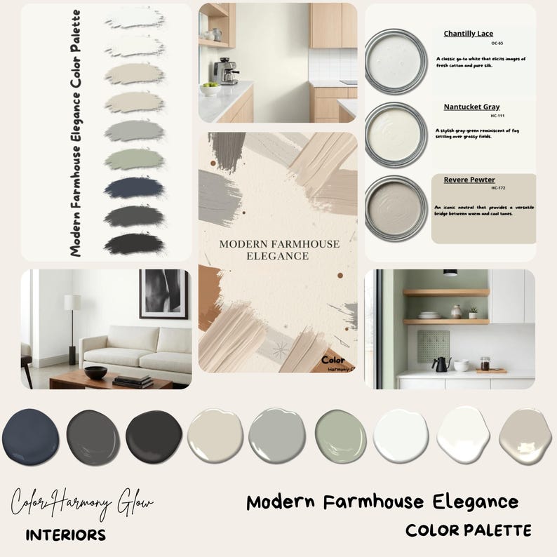 Modern Farmhouse Elegance Paint Color Palette | Benjamin Moore Whole ...