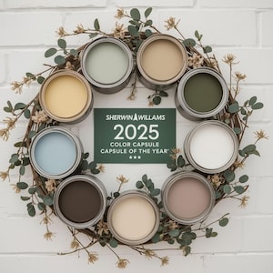 Mid Century Modern Paint Palette by Sherwin Williams, Interior Paint Scheme, Whole House Color Options, Modern Color Palette