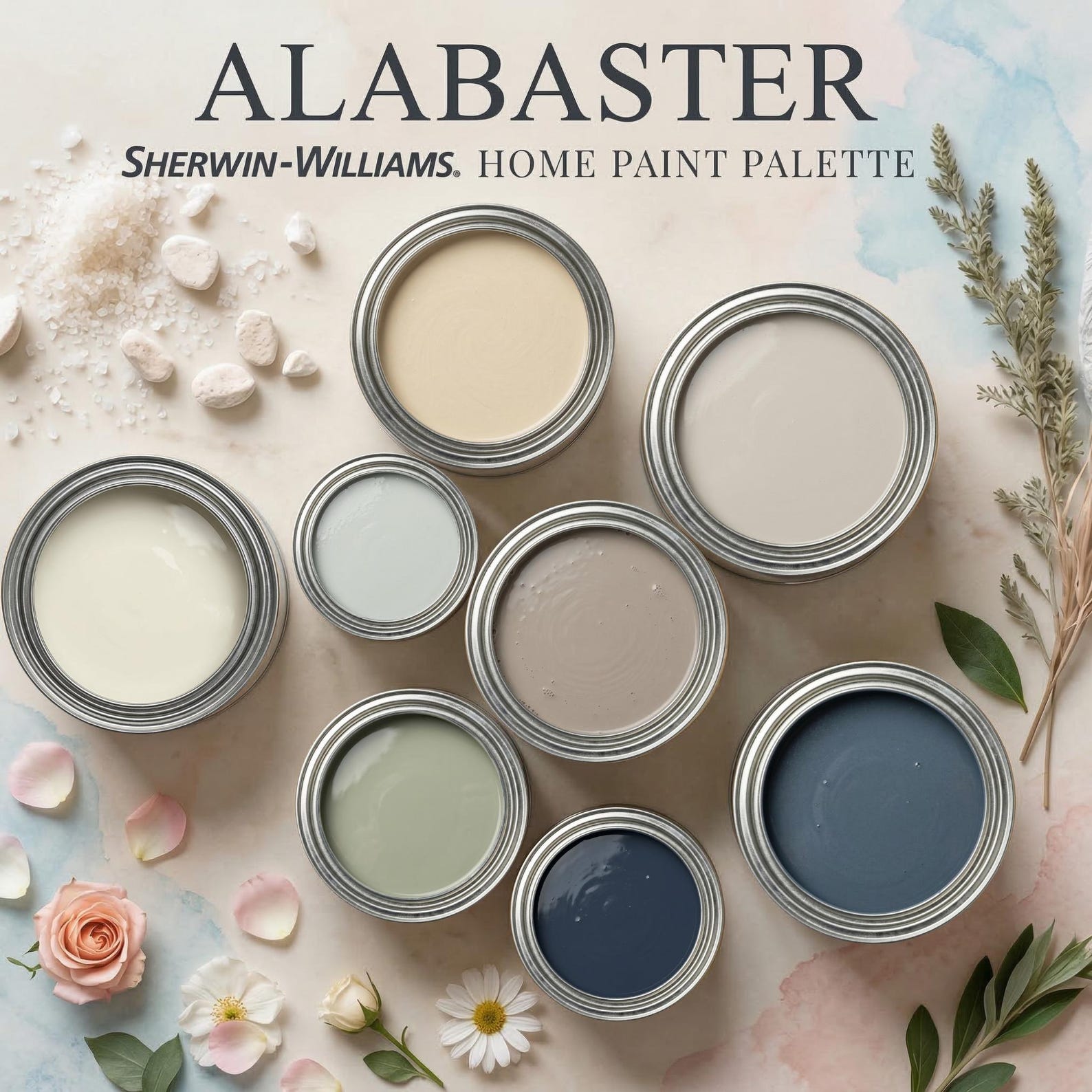 Alabaster Paint Color Palette | Sherwin Williams Whole House Guide ...