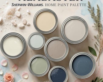 Alabaster Paint Color Palette | Sherwin Williams Whole House Guide | (Digital Download)