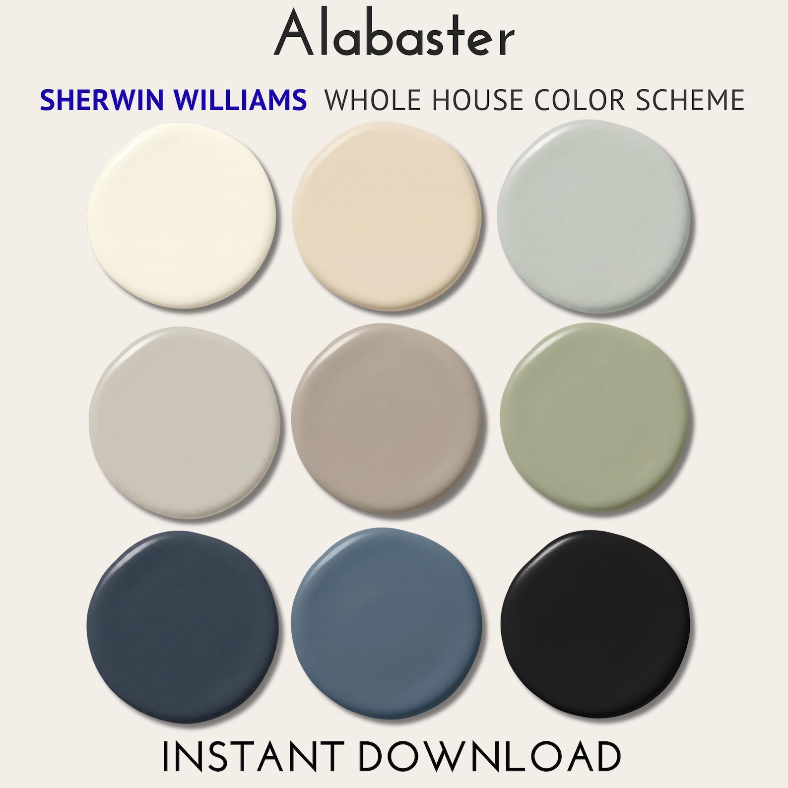 Alabaster Paint Color Palette | Sherwin Williams Whole House Guide ...