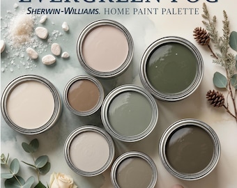 Sherwin Williams Color Palette Evergreen Fog | Whole House Paint Colors | Organic Modern Scheme | Interior Design Guide Digital Download