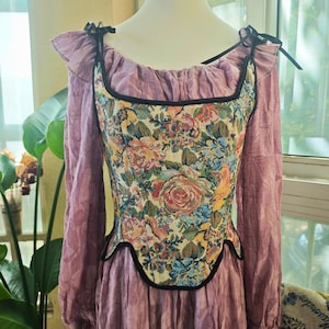 Floral Corset Top - Renaissance Corset, Vintage Corset, Cottagecore Festival Wear, Fairycore Corset Vest