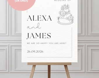 Letrero de bienvenida para boda: Plantilla editable de Canva con temática de pastel minimalista (descarga digital o impresión)