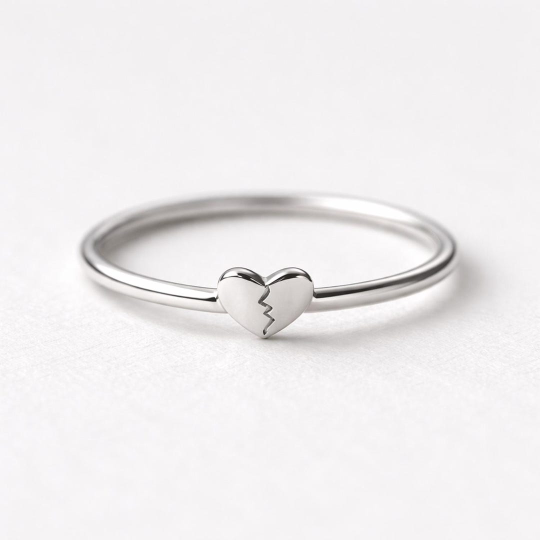 Broken Heart Ring • Minimal Heart Band • Dainty Love Ring • Everyday ...