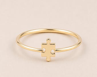 Puzzle Piece Ring • Minimalist Symbolic Band • Dainty Everyday Stackable Ring • Simple Meaningful Jewelry • Gift For Her
