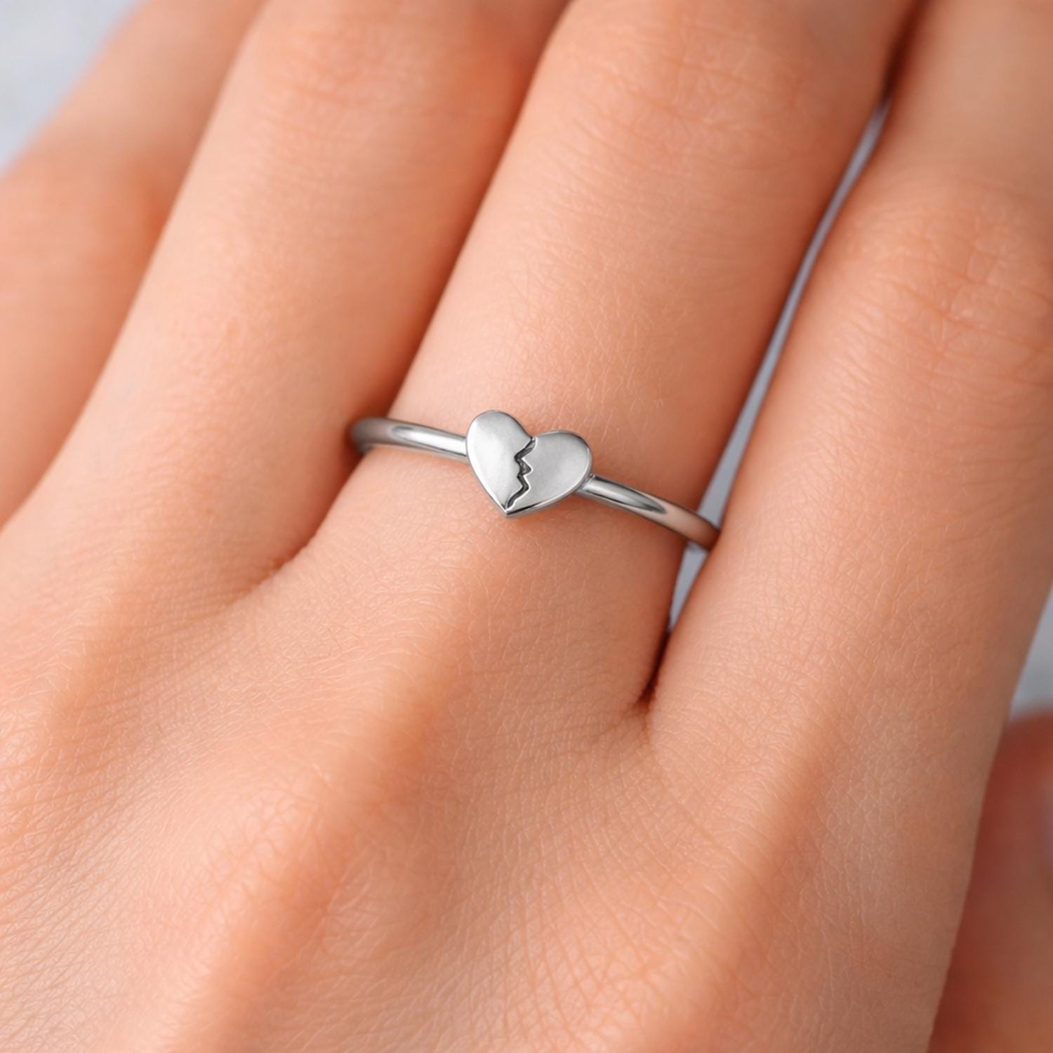 Broken Heart Ring • Minimal Heart Band • Dainty Love Ring • Everyday ...