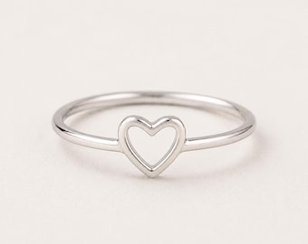 Offenes Herz Ring • Minimalistisches Liebesband • Stapelbarer Ring für jeden Tag • Einfacher romantischer Schmuck • Charmantes Geschenk für Sie