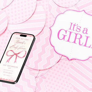 Pink Bow Baby Shower Invitation