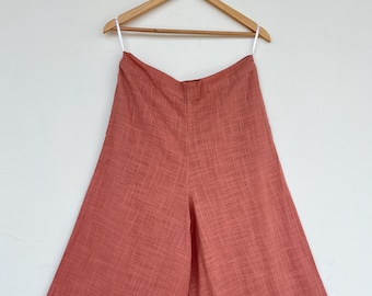 Women's Wide Leg Trousers, Boho Summer Lounge Pants, Loose Fit Minimalist Cotton Trousers, Casual High Waist Palazzo, Resort Vacation Wear