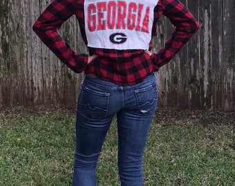 Georgia Bulldogs Upcycled Gameday Flannel Shirt - Small Medium