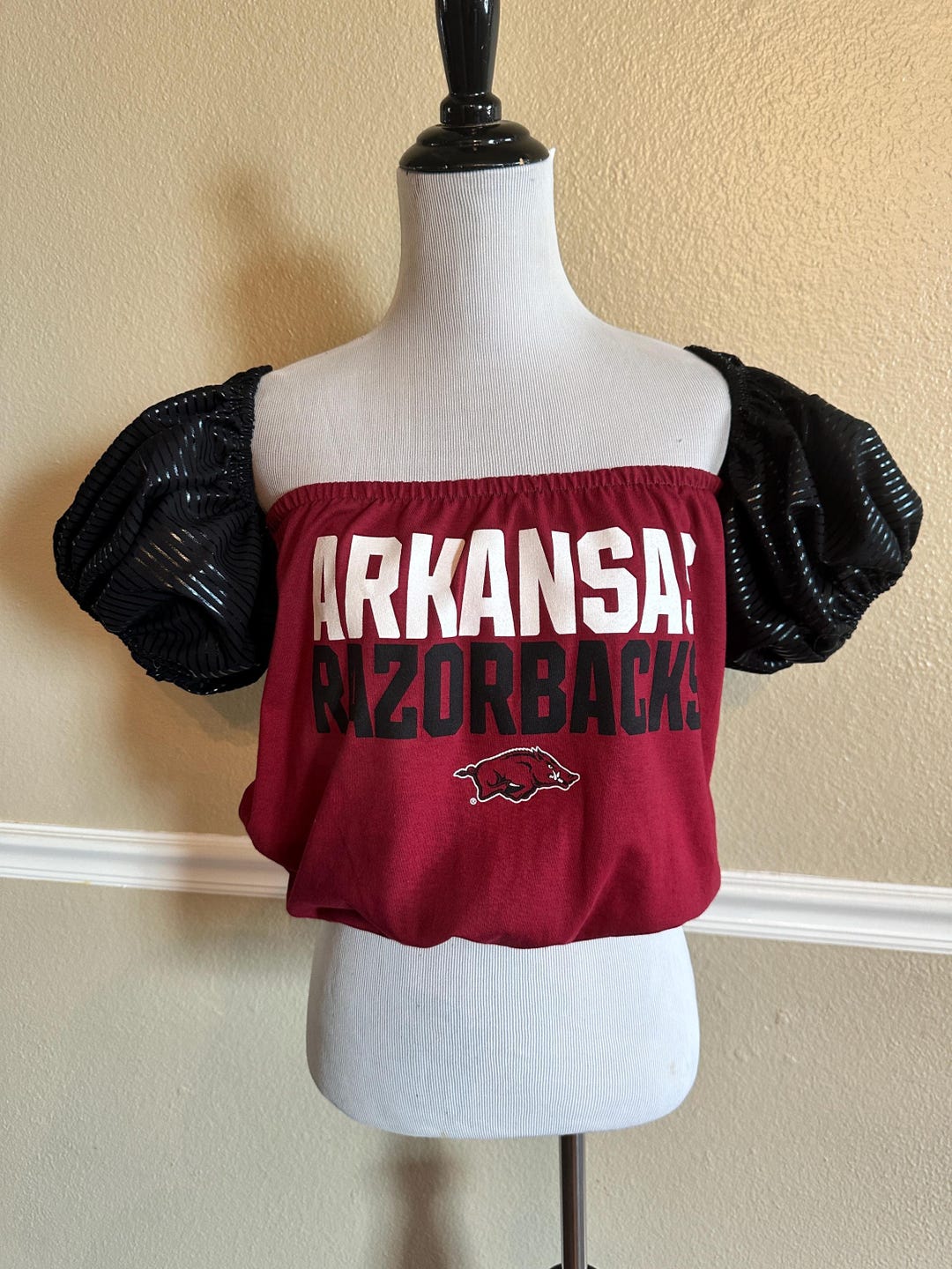 Arkansas Razorbacks HOGS Puffy Balloon Lantern Sleeve Upcycled Gameday ...