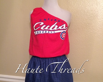 Chicago Cubs MLB Baseball Strapless One-Piece Womens Romper - Size MEDIUM - One-Shoulder - Size 6 8