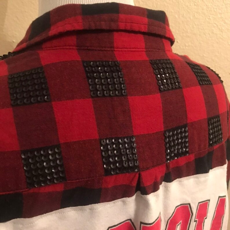 Small Medium Georgia Bulldogs Upcycled Gameday Flannel Shirt