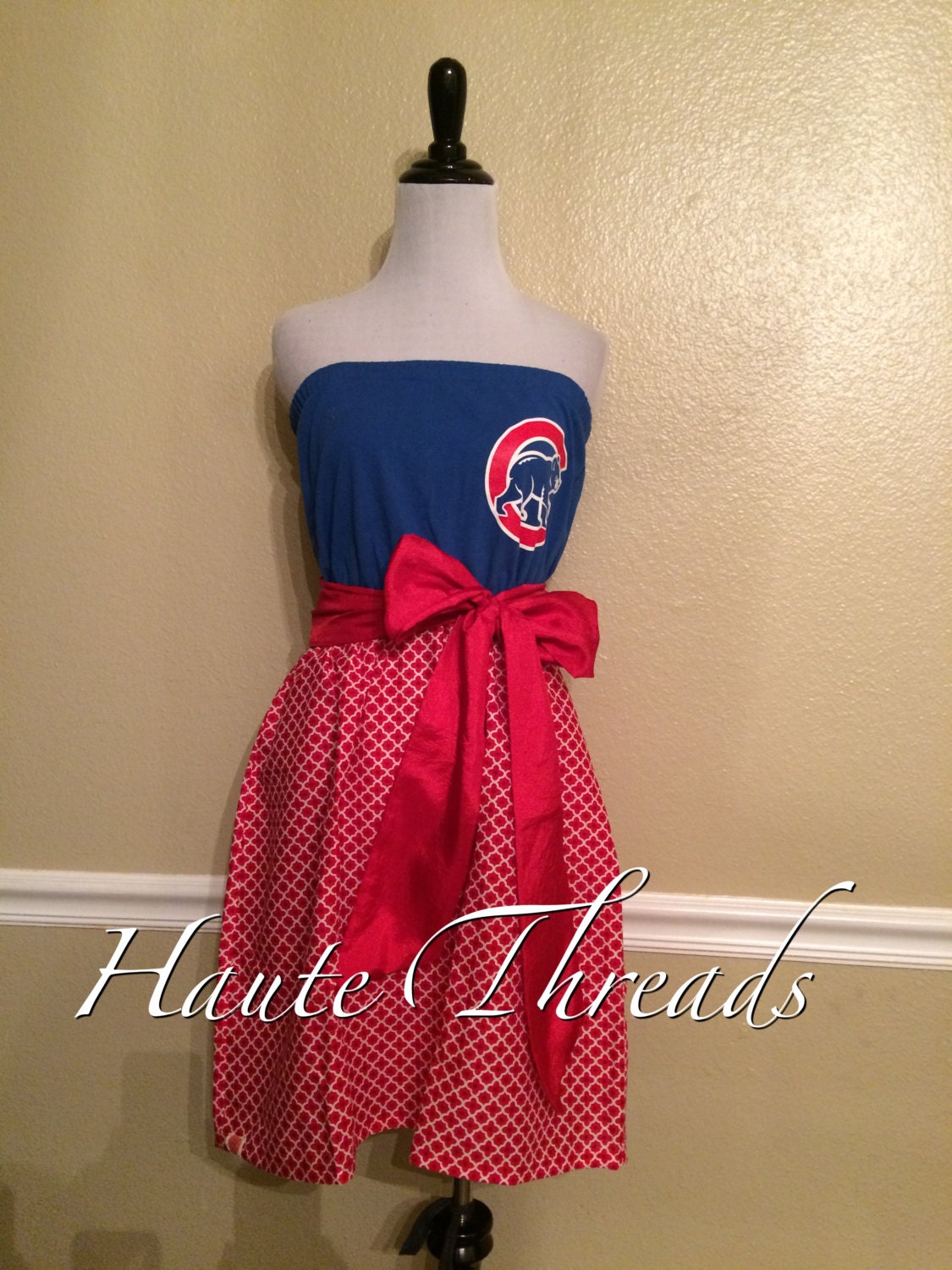 Chicago Cubs MLB Tube Strapless Gameday Baseball Dress With 