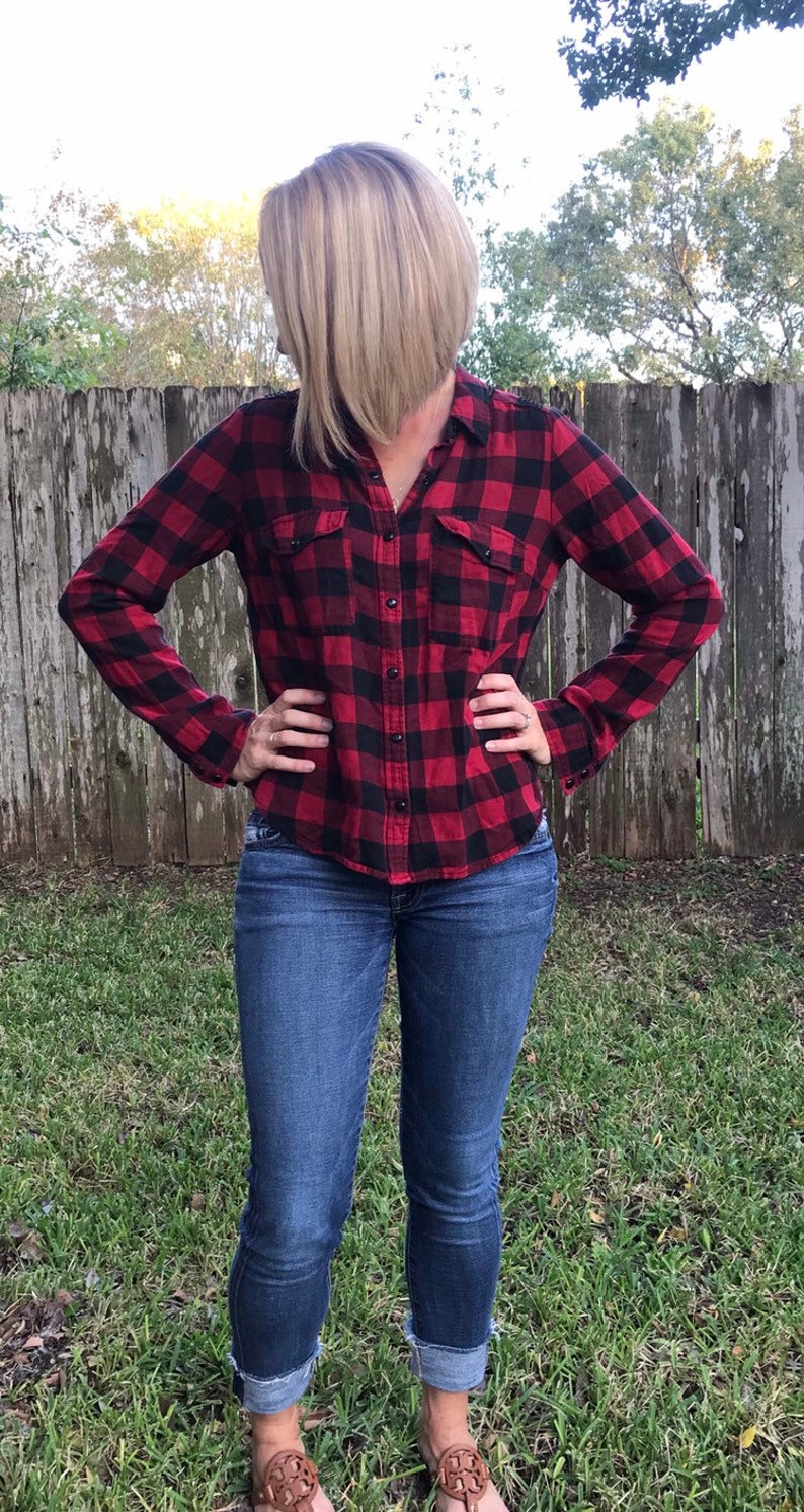 Small Medium Georgia Bulldogs Upcycled Gameday Flannel Shirt