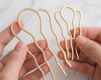 Vergoldeter Vierzahn-Haarkamm, 14K Gold-Haargabel, handgemachte Haarnadel, Metallhaarzubehör
