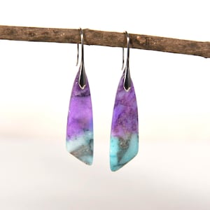 Sea Sediment Jasper Earrings, Blue Natural Stone Dangle, Meditation Calm Earrings, Protection Jewelry, Christmas Gift