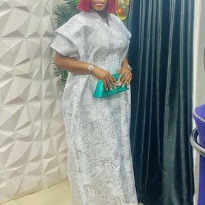 Luxury African Elegant White boubou kaftan dress / owanbe party bubu dress