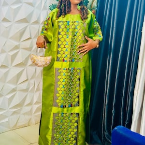 Elegant Mikado Kaftan Dress: African Boubou Owanbe Party Dress
