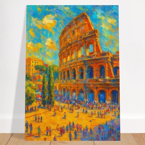 Abstract Rome Colosseum Art Print – Modern Italy Wall Art | Contemporary Roman Landmark Painting | Colosseum Poster | Travel Decor