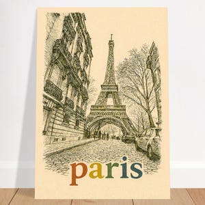 Retro Paris Wand Kunst Druck - Vintage Style Eiffelturm Poster, Retro Reise Dekor, Paris Illustration