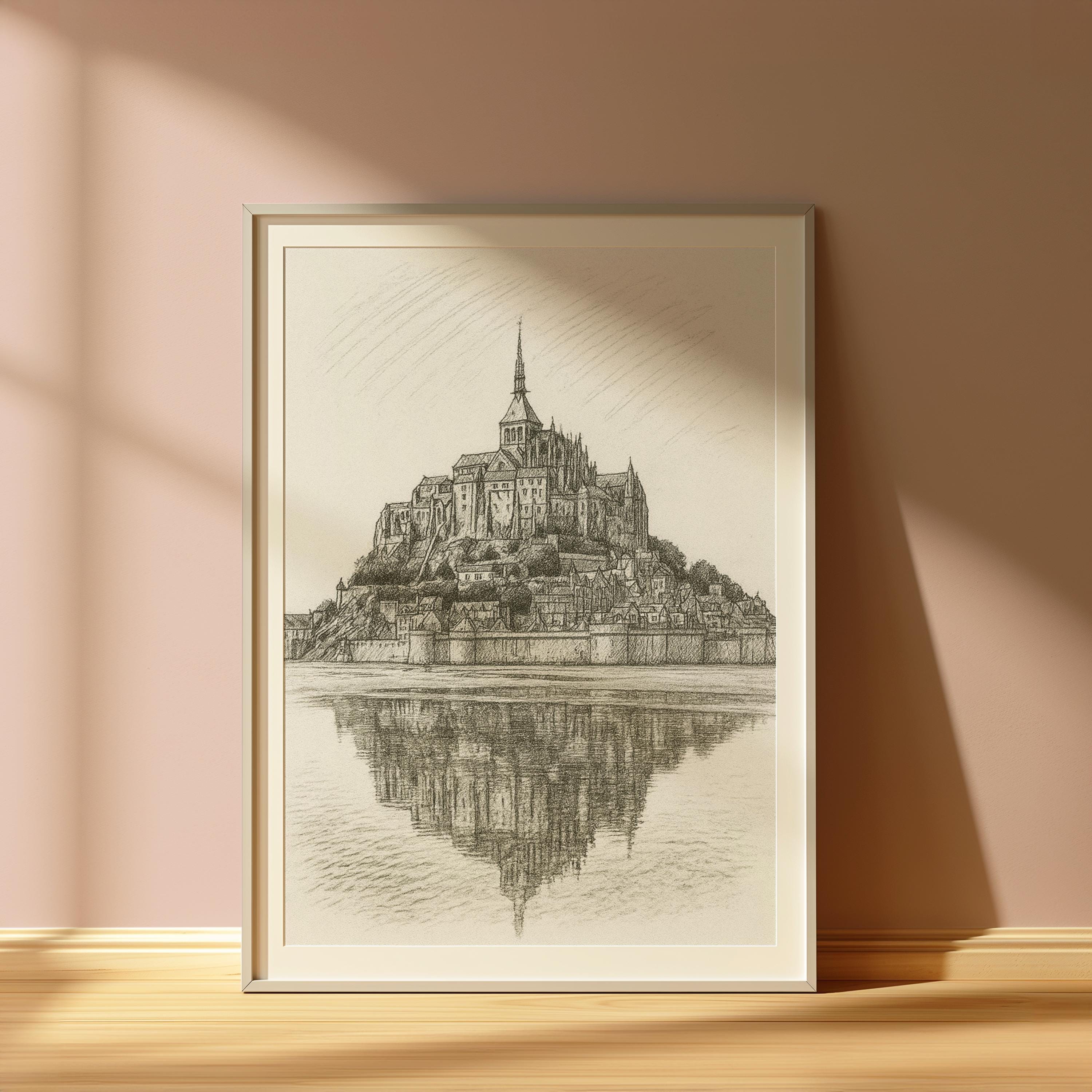 Mont Saint Michel 絵画 木製フレーム付き Mont saint michel - Etsy 日本