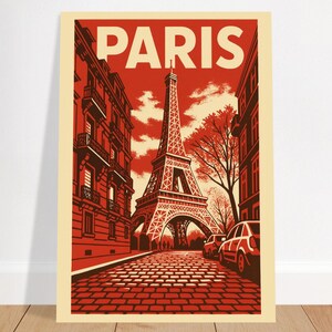 Retro Paris Wand Kunst Druck - Vintage Style Eiffelturm Poster, Retro Reise Dekor, Paris Illustration