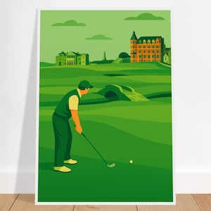 St Andrews Golf Wand Kunst Druck – Minimalistisches Golf Poster, Schottland Golf Platz Dekor, Golfer Geschenkidee