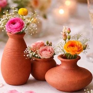 Miniterracottavazen – 12-delige rustieke vazen van klei, poppenhuisdecor, knutselbenodigdheden