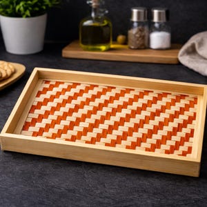 Handgewebtes Bambustablett, Naturholz Küchenorganisator, umweltfreundliches Dekor
