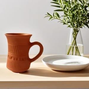Clay Coffee Mug | Large Earthen Cup with Handle | Handmade Rustic Pottery for Tea, Coffee & Gifting | Kulhad | Big Terracotta Mug | Clay Jug