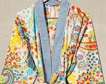 Pure Cotton Kimono Robe, Light Weight Summer Bath Robe & Unisex Loungewear, Robes For Women