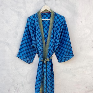 Recycled Silk Kimono Robe: Boho Lightweight Sari Cover-Up, Night Wear Robes