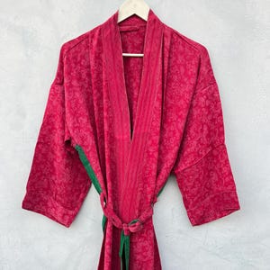 Recycled Silk Kimono Robe: Boho Lightweight Sari Fabric, Gift For her