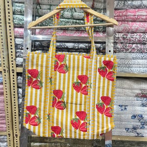 quilted tote bag Indian handmade, Quilted cotton tote bag with zipper and inside pocket, Pure cotton tote bag, handbag for women, travel bag