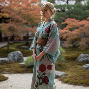 Block Print Cotton Kimono Robe: Lightweight Summer Lounge Wear image 1