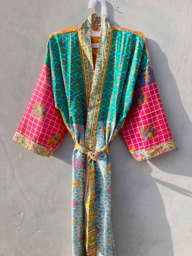 Luxury Patola Silk Kimono Robe | Indian Women's Wear | Soft Silk Boho ...