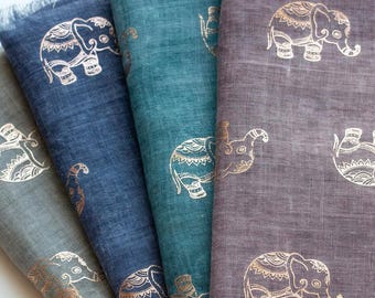 Elephant Print Lightweight Scarf - A Gift for Good Luck and Good Fortune
