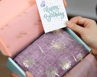 Dandelion Scarf in Gift Box – Symbolising Hope & Luck, Gift for Friend or Mum