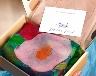 Painterly Bloom Printed Scarf – Personalised Viscose Scarf with Gift Box & Message Card